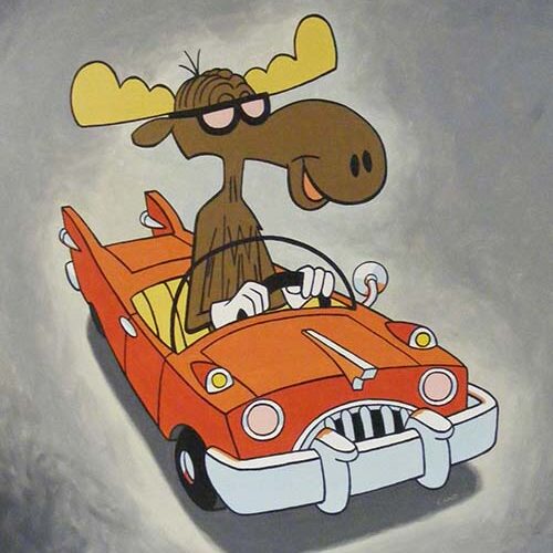 Bullwinkle in the red car